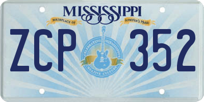 MS license plate ZCP352