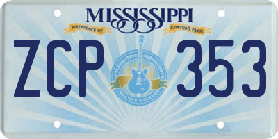 MS license plate ZCP353