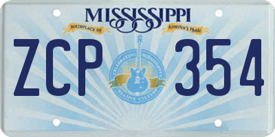 MS license plate ZCP354