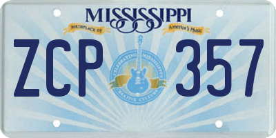 MS license plate ZCP357