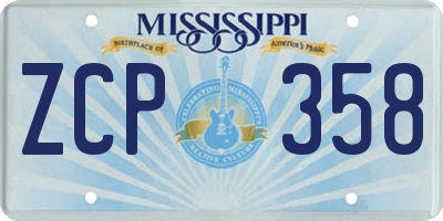 MS license plate ZCP358