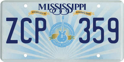 MS license plate ZCP359