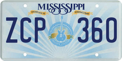 MS license plate ZCP360