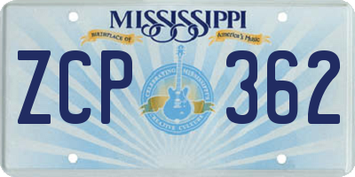 MS license plate ZCP362