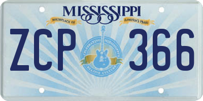 MS license plate ZCP366