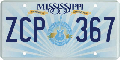 MS license plate ZCP367