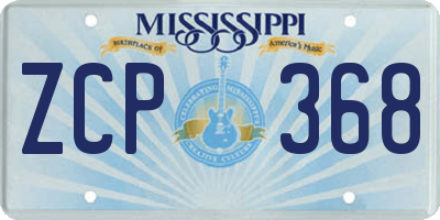 MS license plate ZCP368