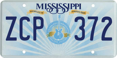 MS license plate ZCP372