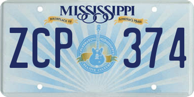 MS license plate ZCP374