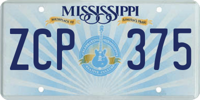 MS license plate ZCP375