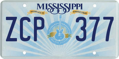 MS license plate ZCP377