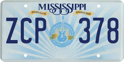 MS license plate ZCP378