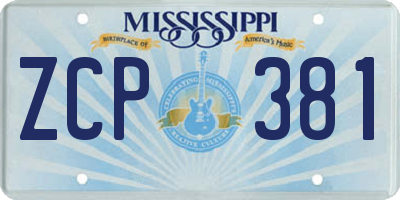 MS license plate ZCP381