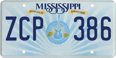 MS license plate ZCP386