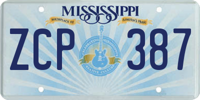 MS license plate ZCP387
