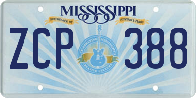 MS license plate ZCP388