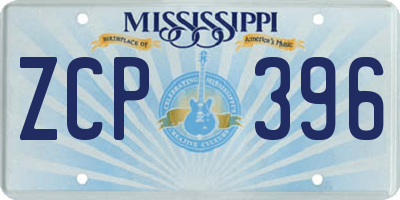 MS license plate ZCP396