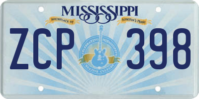 MS license plate ZCP398