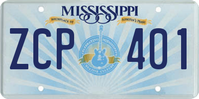 MS license plate ZCP401