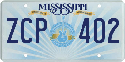 MS license plate ZCP402