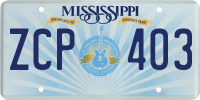 MS license plate ZCP403