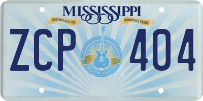 MS license plate ZCP404