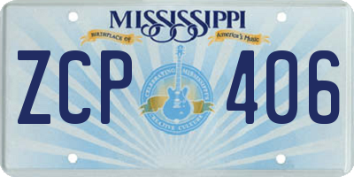 MS license plate ZCP406