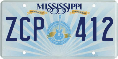 MS license plate ZCP412