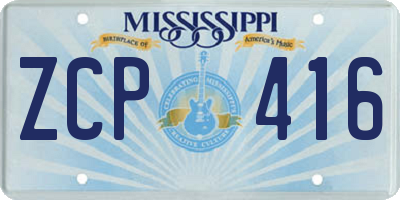 MS license plate ZCP416
