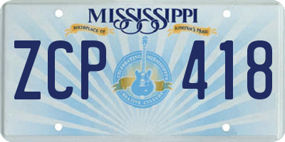 MS license plate ZCP418