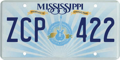 MS license plate ZCP422
