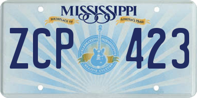 MS license plate ZCP423