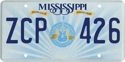 MS license plate ZCP426
