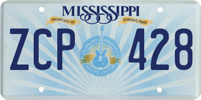 MS license plate ZCP428