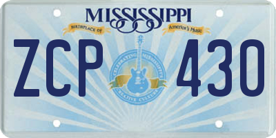 MS license plate ZCP430