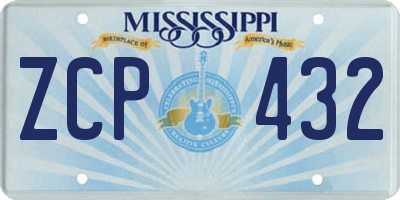 MS license plate ZCP432