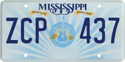 MS license plate ZCP437