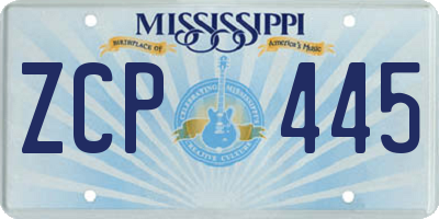 MS license plate ZCP445
