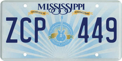 MS license plate ZCP449