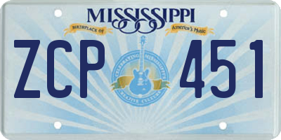 MS license plate ZCP451