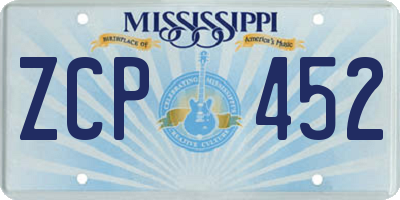 MS license plate ZCP452