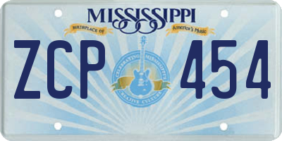 MS license plate ZCP454