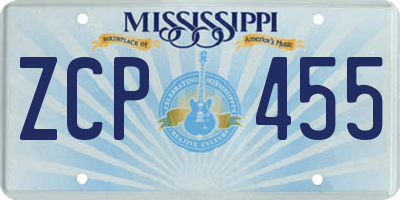 MS license plate ZCP455