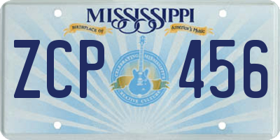 MS license plate ZCP456