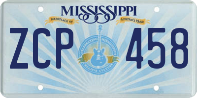 MS license plate ZCP458