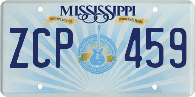 MS license plate ZCP459