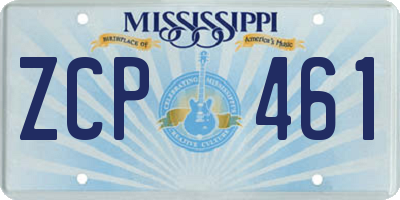 MS license plate ZCP461