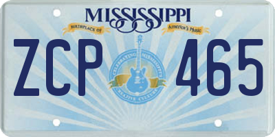 MS license plate ZCP465