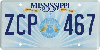 MS license plate ZCP467