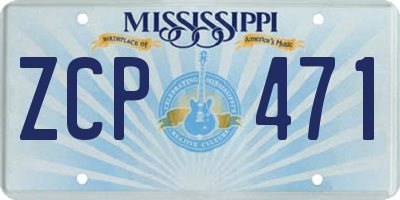 MS license plate ZCP471